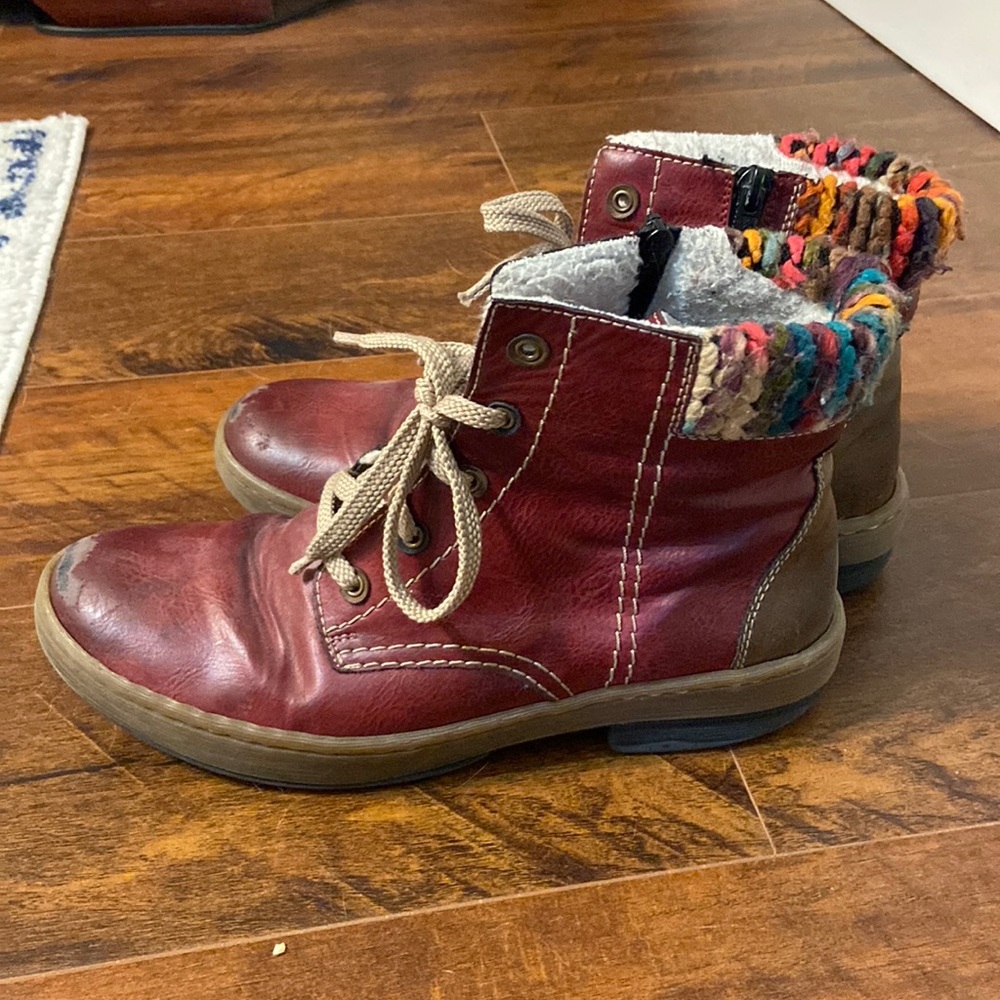 Rieker red lace-up boots
